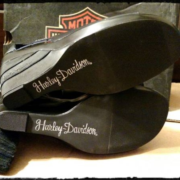 Ladies Harley Davidson Black Wedge Sandals - Picture 6 of 7